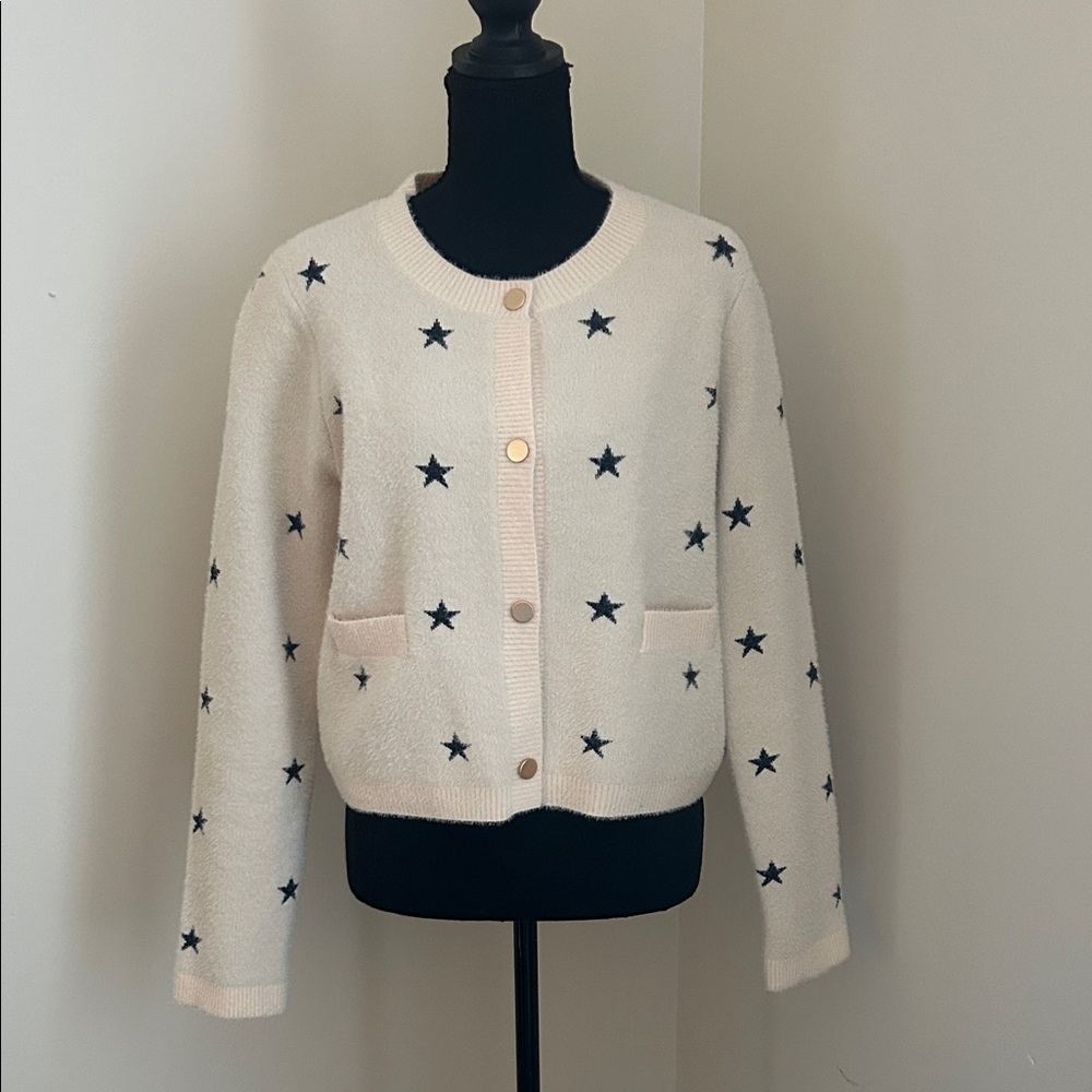NVLT Cream Star Patterned Kids Cardigan